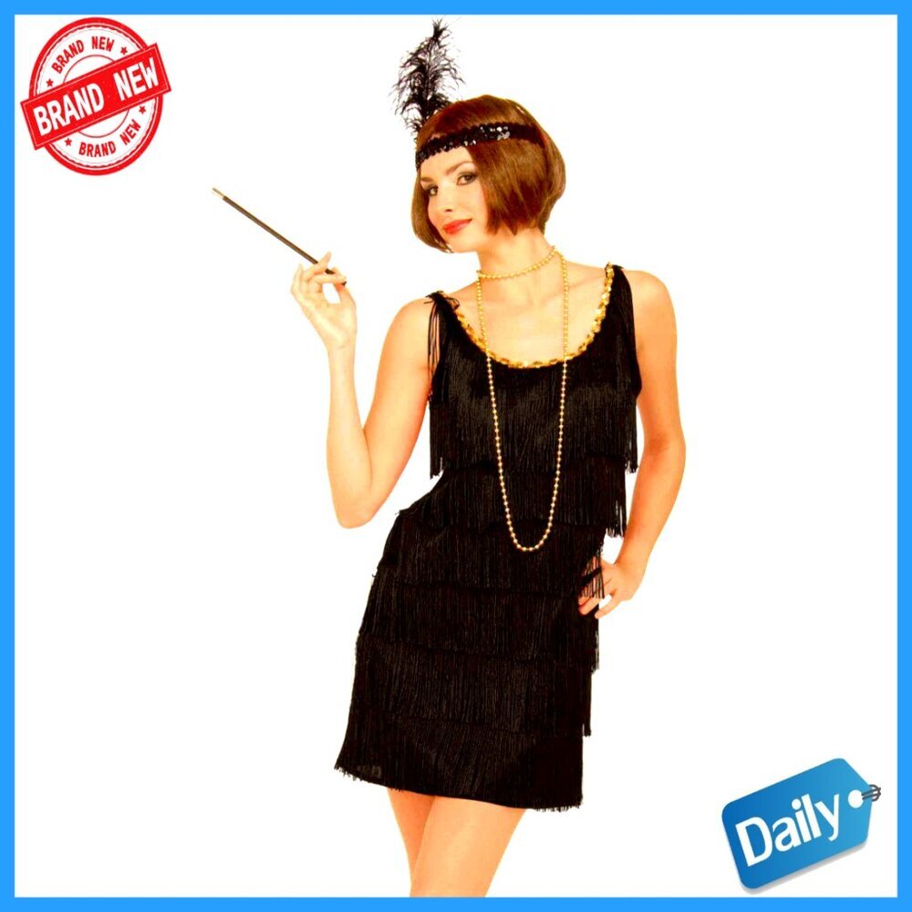 Flapper Dress Costume with Feather Headband Size M-L 1920s Party
